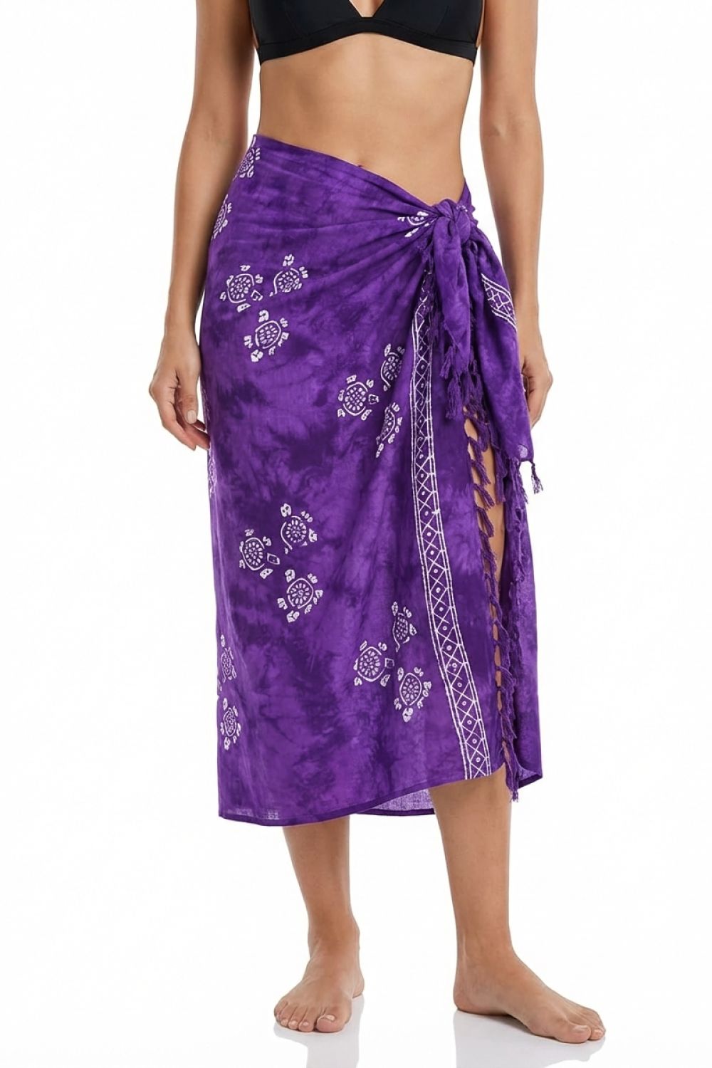 batik purple sarong turtles White Background